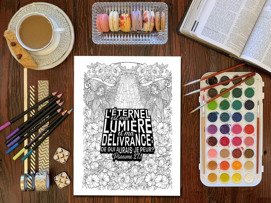 Colorie les Psaumes : Un livre de coloriage chrétien pour adultes : 45 versets de la Bible à colorier - 96 pages Format A4