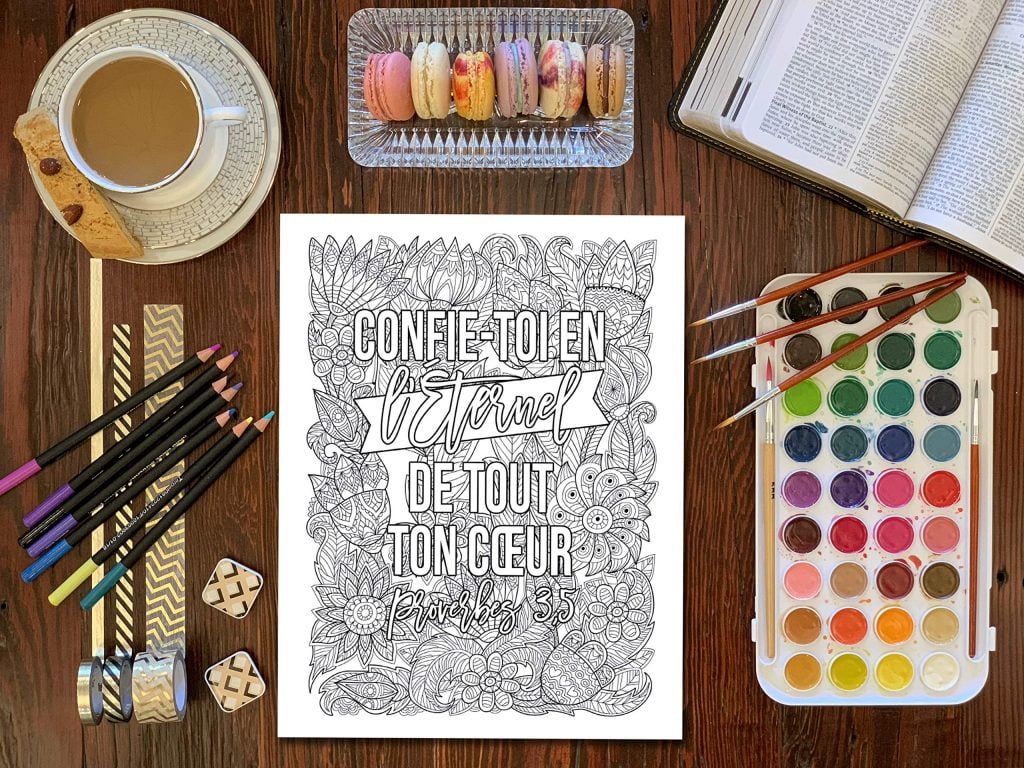 Colorie les Proverbes : Un livre de coloriage chrétien pour adultes : 45 versets de la Bible à colorier - Format 21,5 x 27 cm