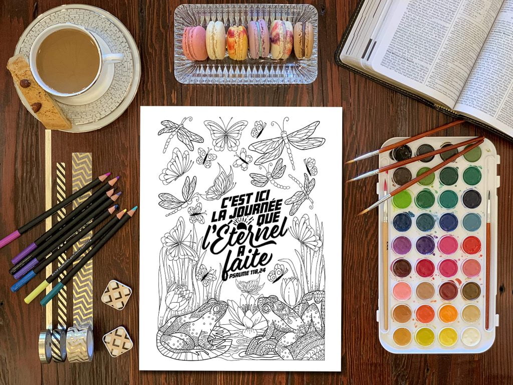 Colorie les Psaumes : Un livre de coloriage chrétien pour adultes : 45 versets de la Bible à colorier - 96 pages Format A4