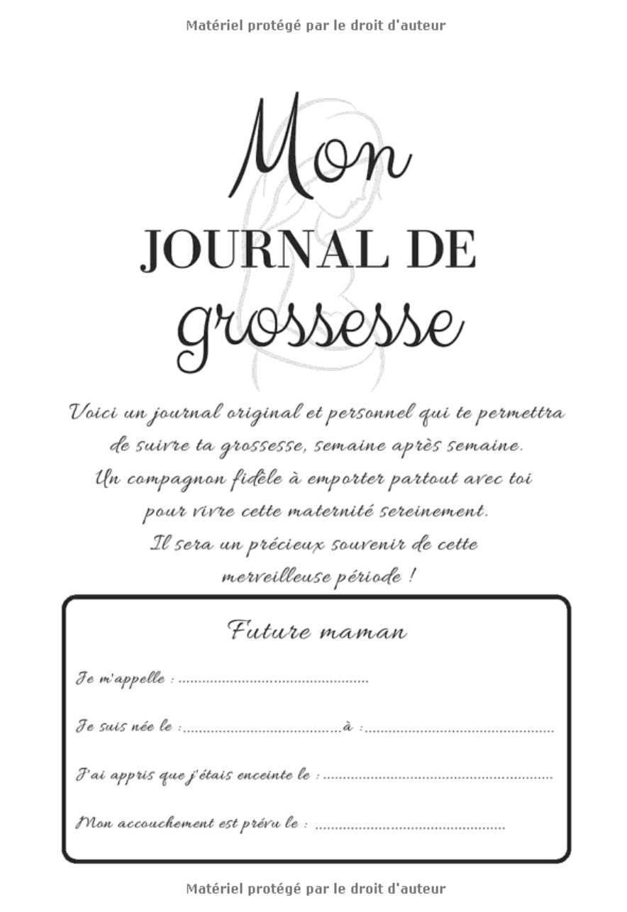 Mon Journal de GROSSESSE à compléter avec AMOUR : Carnet de grossesse à remplir - 128 pages Format 16 x 25 cm