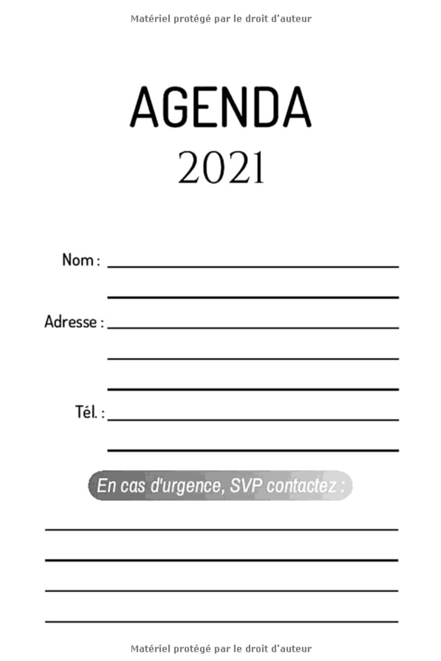 Agenda: Noir | Semainier A6 en Français | Petit Format de Poche | 108 pages Format 10 x 15 cm