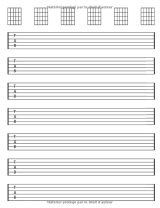 Cahier de musique pour guitare : 7 tablatures et 6 diagrammes d'accords par page - 110 pages - Grand format A4