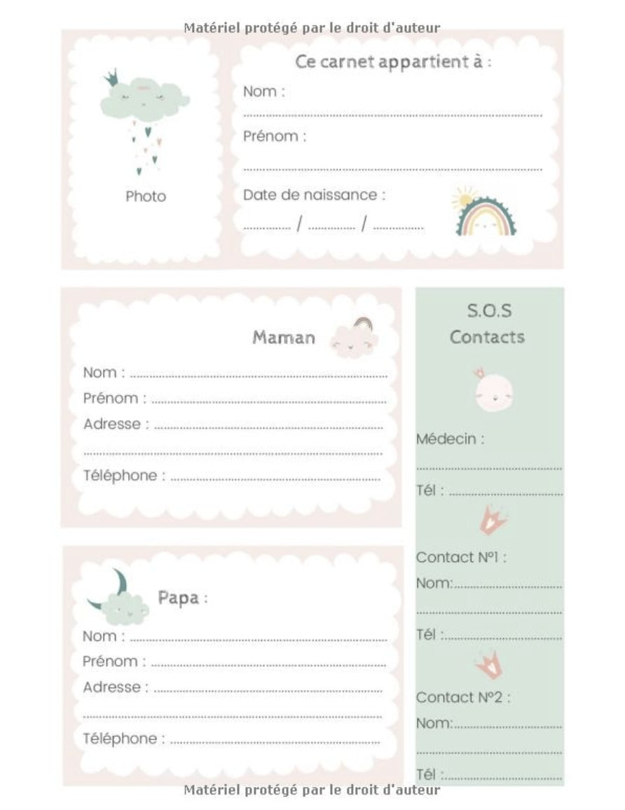 CAHIER DE LIAISON PARENTS/NOUNOU - DURÉE 1 AN - 204 pages Format 21,5 x 28 cm
