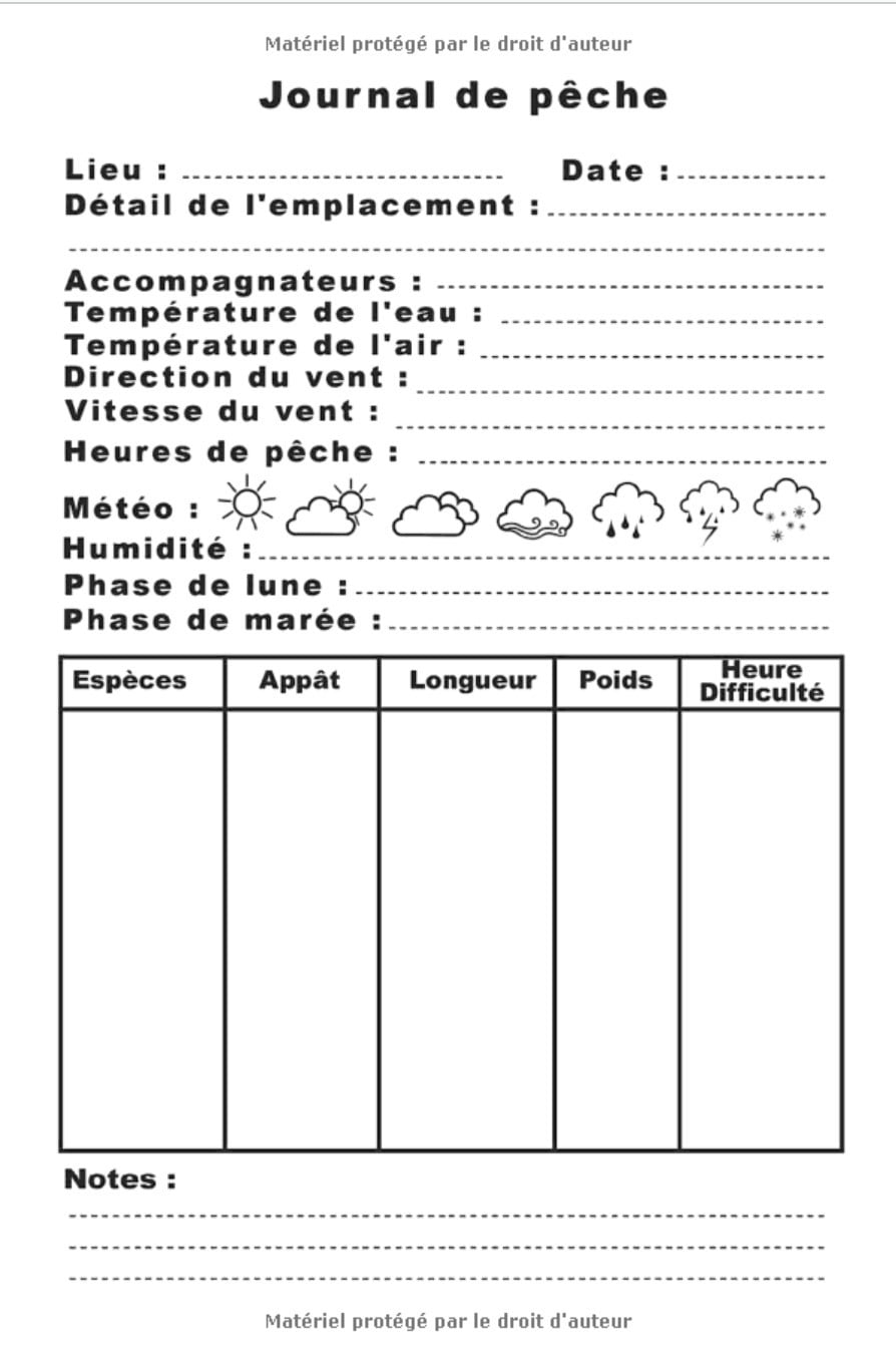 Carnet de pêche : Carnet pour pêcheur | Notez et conservez les informations importantes lors de vos séances de pêche | Format 15,24 x 22,86 cm - 100 pages