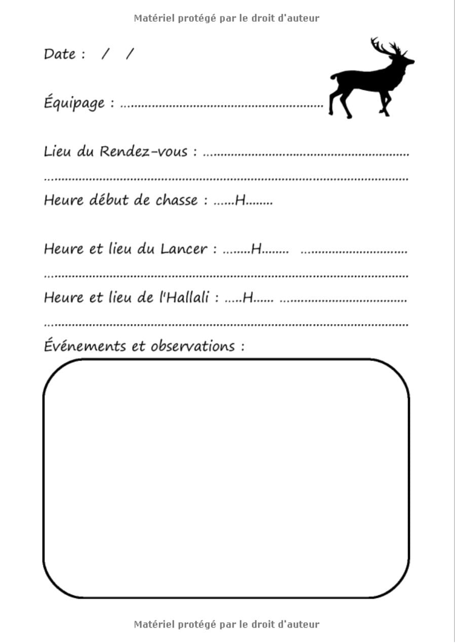 Mon carnet de vénerie : carnet de chasse pour passionnés de chasse à courre - 100 pages Format A4