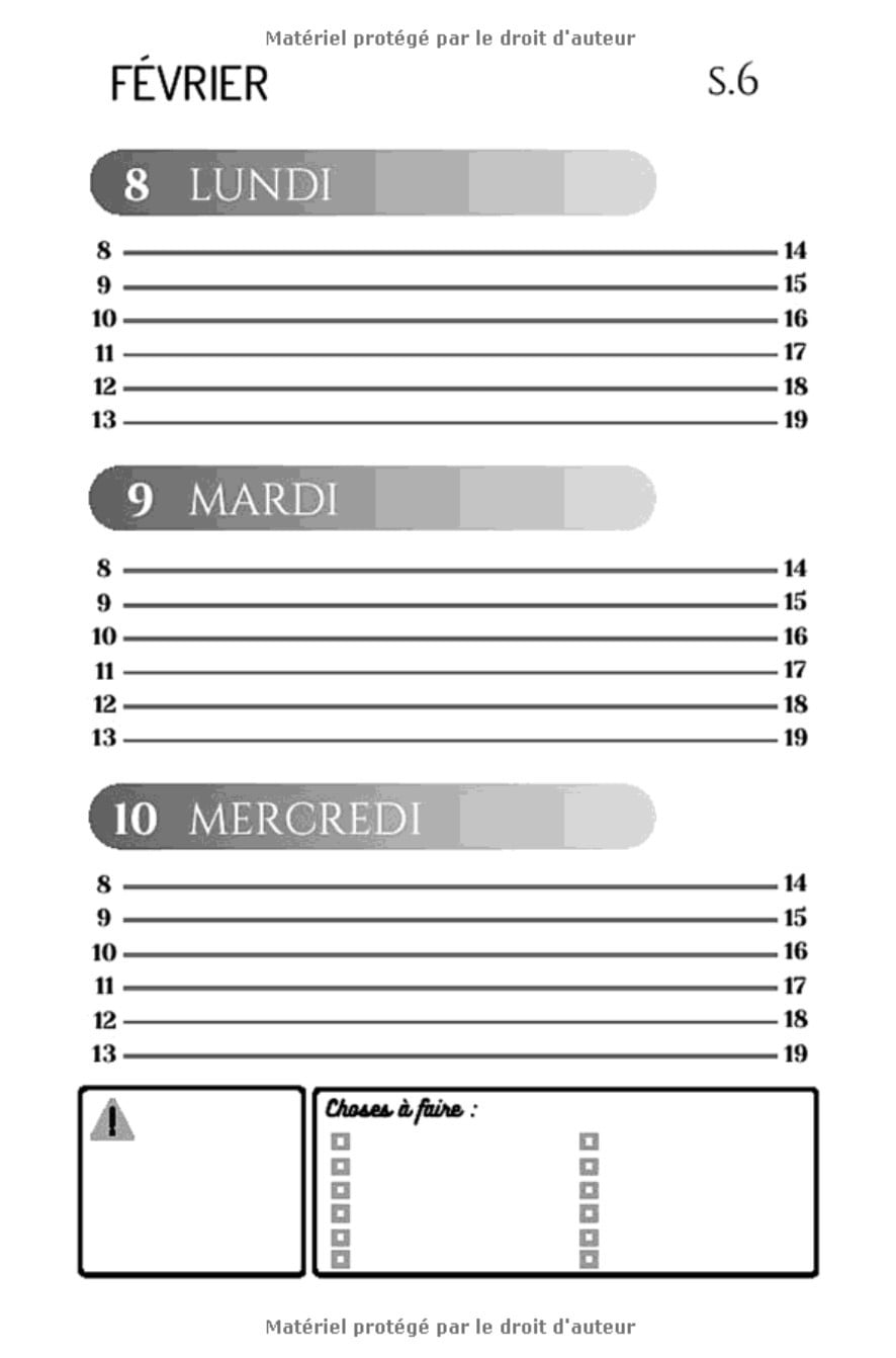 Agenda: Noir | Semainier A6 en Français | Petit Format de Poche | 108 pages Format 10 x 15 cm