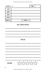 Carnet de lecture : Suivi livresque - 100 fiches de lecture pour vos livres - 108 pages Format 14 x 21,5 cm