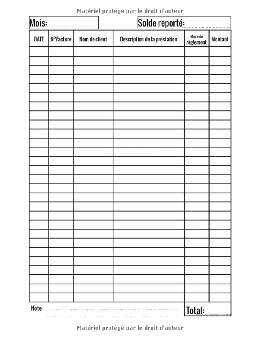 Cahier de compte : Livre de compte auto entrepreneur | Registre des recettes auto-entrepreneur | 110 pages Format A4