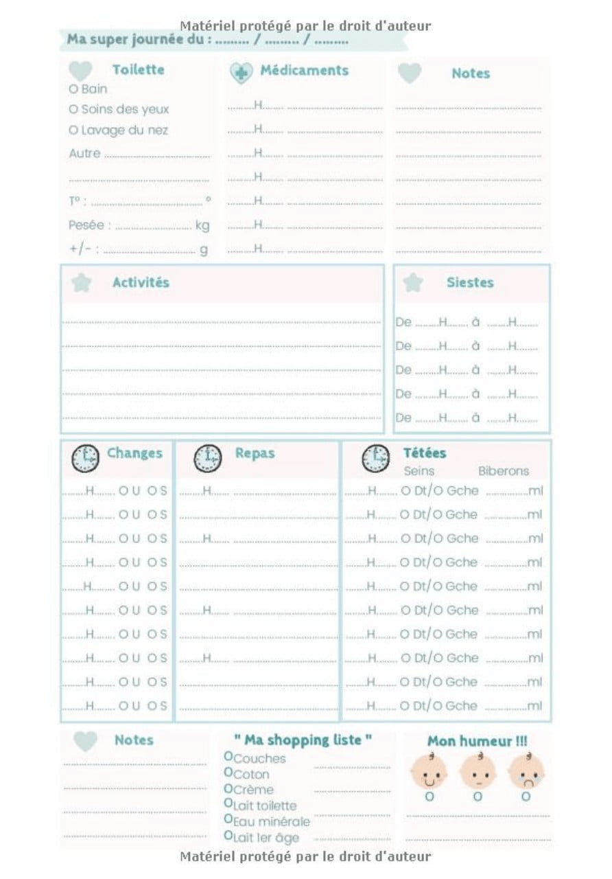 CARNET DE SUIVI BÉBÉ - 200 JOURS : Suivi allaitement, soins, médicaments, sommeil, activité – 202 Pages Format 18 x 25 cm