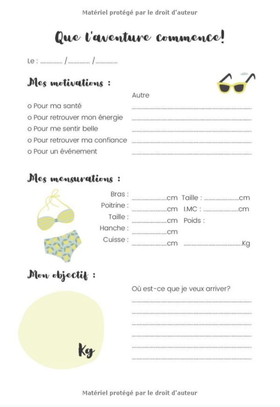 Mon journal minceur - Agenda journal de bord à remplir pour perdre du poids, journal alimentaire, bilans - 125 pages Format 18 x 25 cm