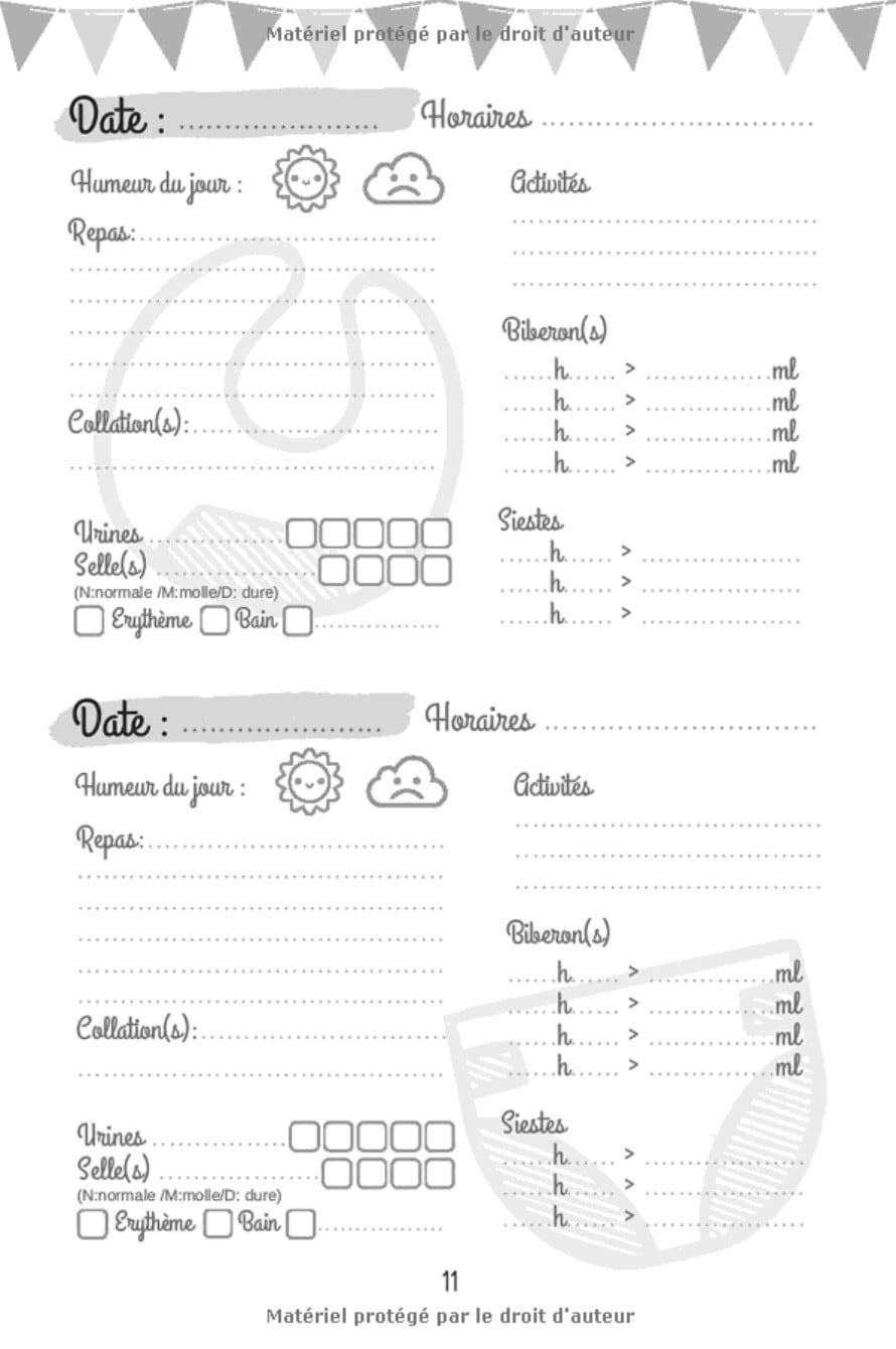 Carnet de liaison Nounou à remplir 300 jours de suivi : Cahier de transmissions Assistante maternelle - Parents pour suivre son bébé ou son enfant pendant une année - 170 pages Format 15 x 22 Cm