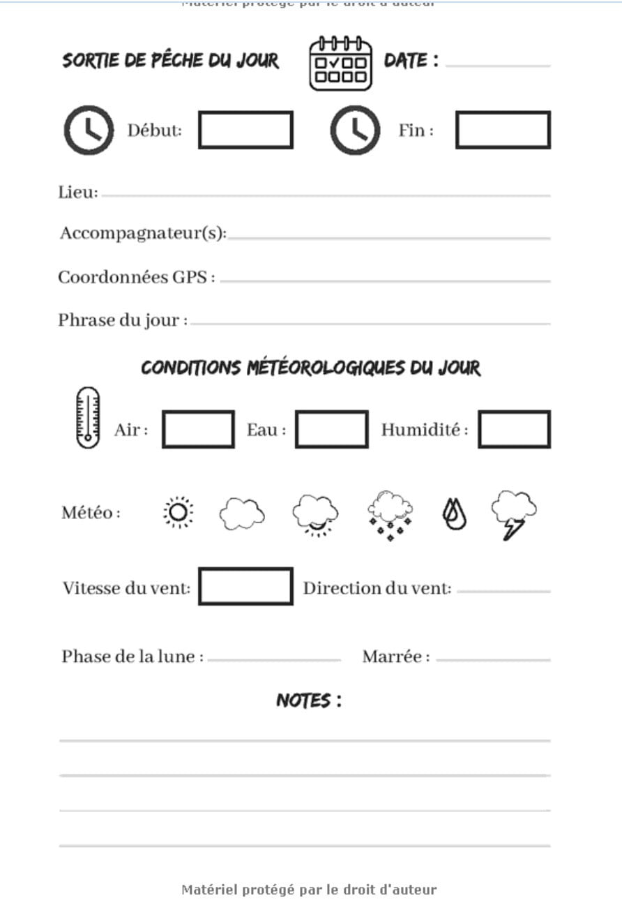 Mon carnet de pêche : Journal de pêche pour enfants à compléter. 54 sessions de pêche. Pour prendre des notes, conditions météorologies du jour - 111 pages Format 15 x 22 cm