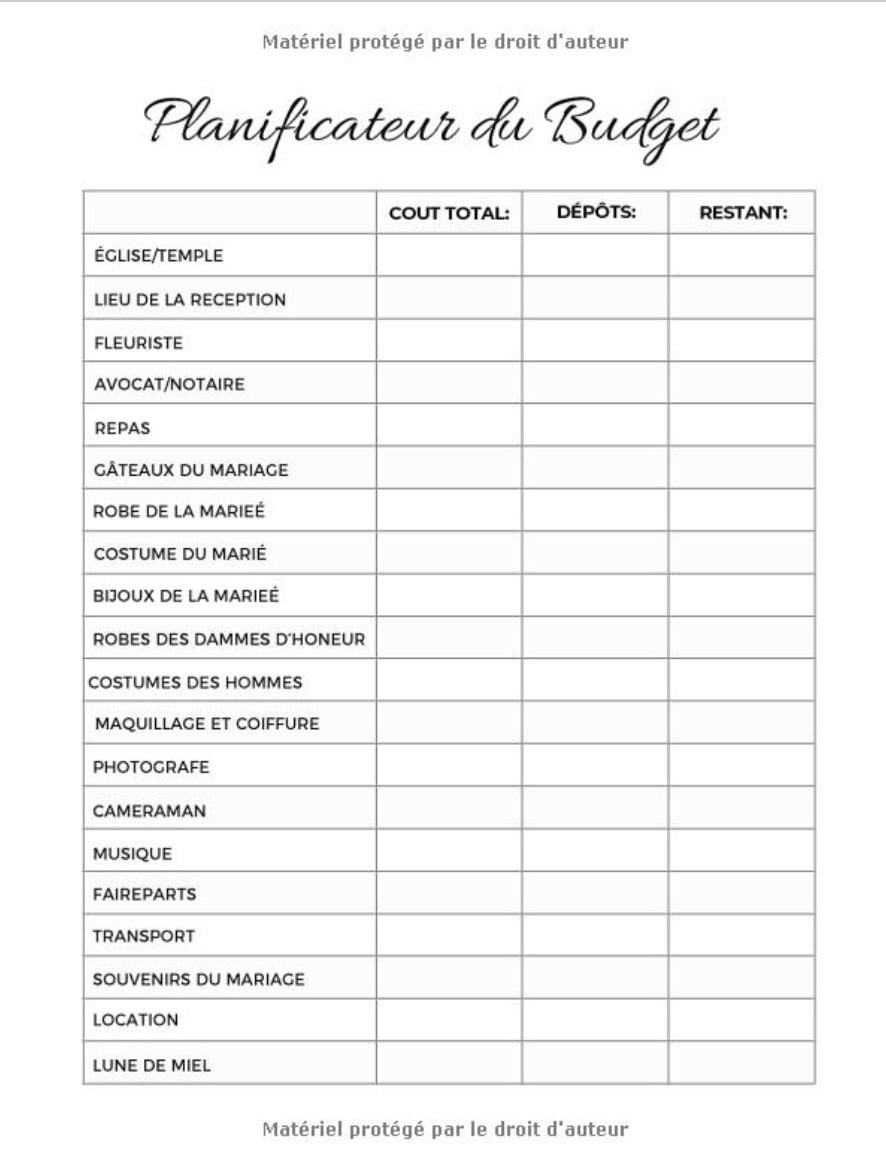 L'Agenda de Mon Mariage Planificateur de Mariage et Agenda : Planificateur de mariage - 142 pages Format 21,5 x 28 cm