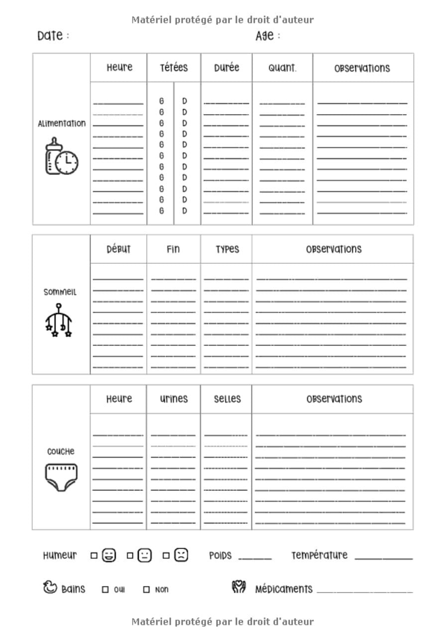 Carnet de suivi pour bébé : Journal de bord pour bébé , Cahier de suivi maternel - 120 pages Format 18 x 25 cm