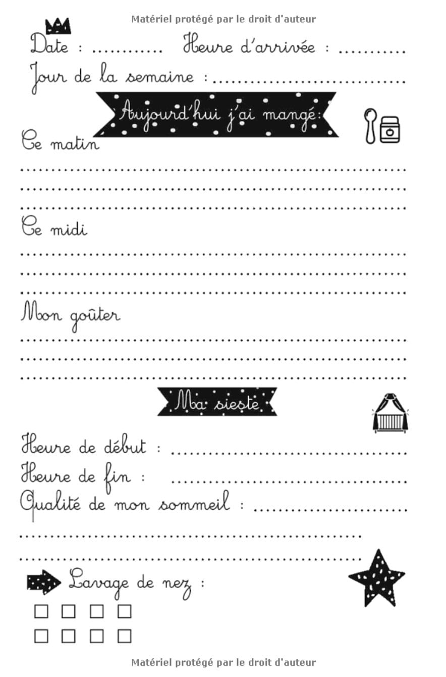 Mon Carnet de Nounou - Carnet de liaison Parents - Nounou : Journal de bord de bébé | 107 pages Format 15 x 22 cm