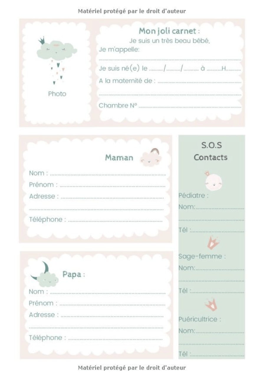 CARNET DE SUIVI BÉBÉ - Journal de bord de bébé - 90 Jours à remplir, du 1er jour à la maternité jusqu'à 3 mois - 93 pages Format 18 x 25 cm