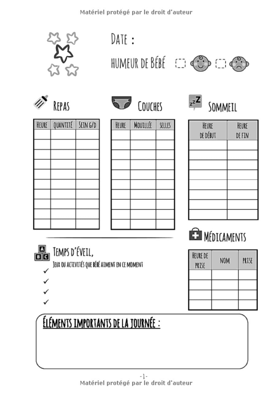 Carnet de suivi pour bébé : le journal de bord de votre bébé - 189 pages Format 18 x 25 cm