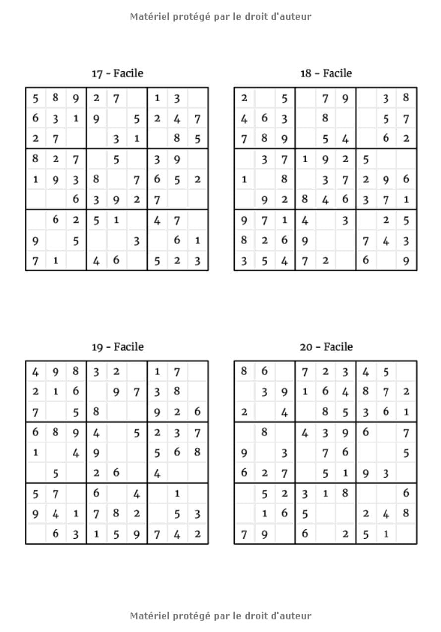 Sudoku adultes facile vol1 : Carnet de 280 Sudoku / VOL 1 / Niveau FACILE / 105 pages Format 18 x 25 cm