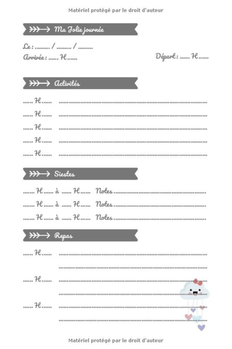 CARNET LIAISON NOUNOU - Cahier de transmission nounou/parent pour faciliter les transmissions au quotidien - 100 pages Format 15 x 22 cm