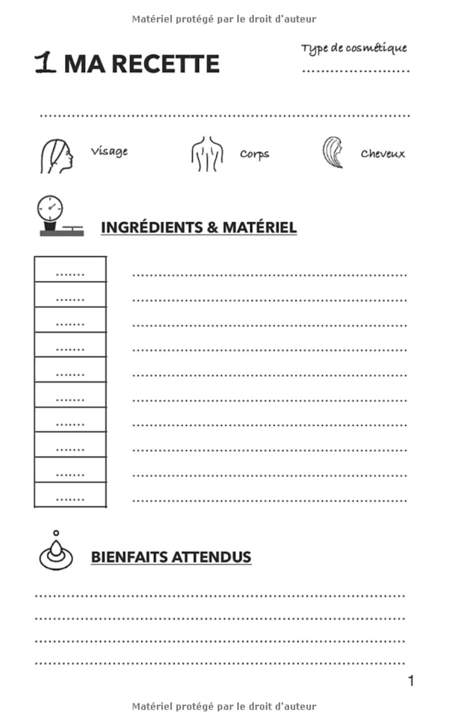 MES COSMÉTIQUES NATURELS : CARNET DE 50 RECETTES - Format 12x20 cm