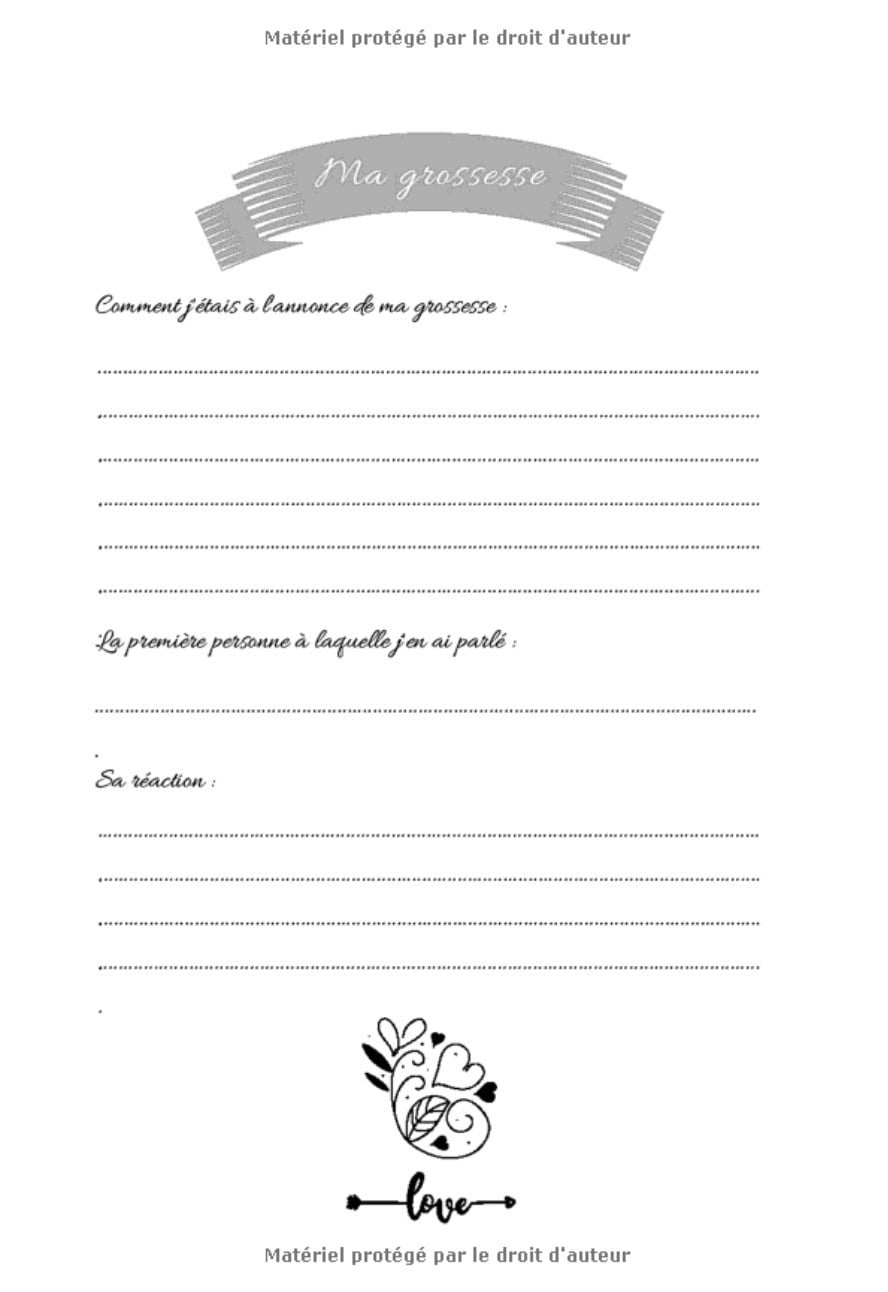 Mon Journal de GROSSESSE à compléter avec AMOUR : Carnet de grossesse à remplir - 128 pages Format 16 x 25 cm