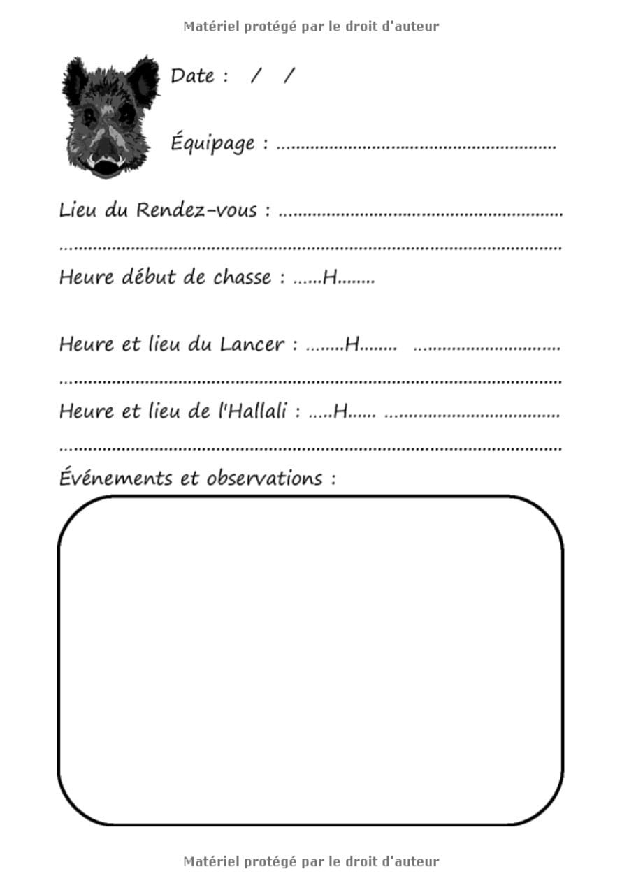 Mon carnet de vénerie : carnet de chasse pour passionnés de chasse à courre - 100 pages Format A4