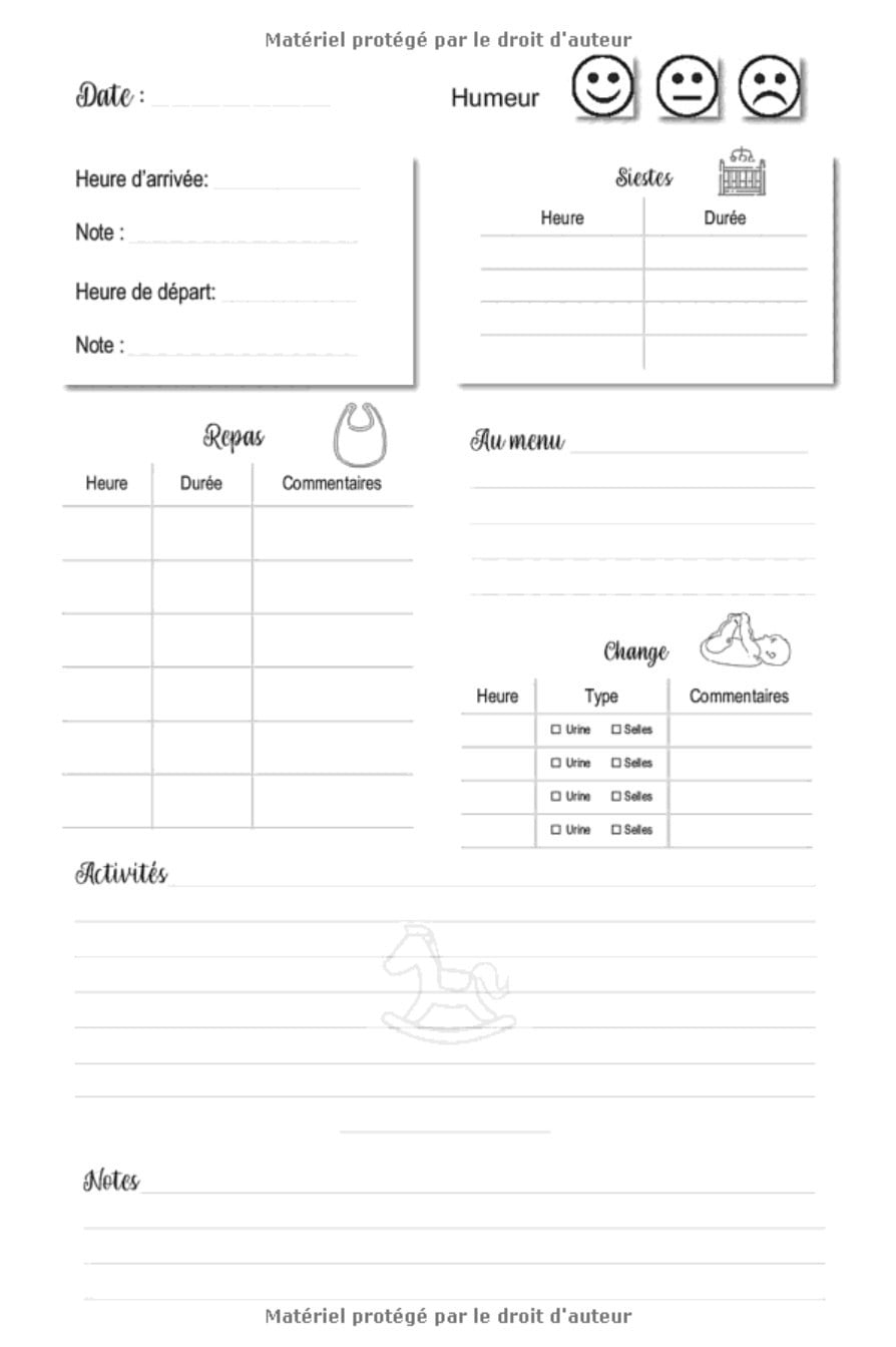 Carnet de liaison Nounou - Parents: Cahier de transmissions pour la garde d'enfants - 255 pages 15 x 22 cm