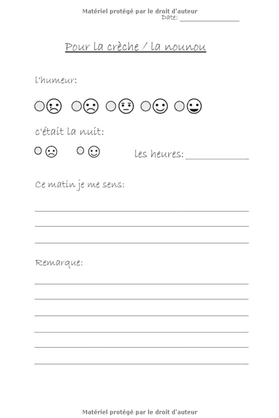mon carnet de liaison: Le journal de bord du bébé pour faciliter la communication avec la nounou ou la crèche ou d'autres personnes s'occupant de l'enfant I 129 pages Format 15 x 22 cm