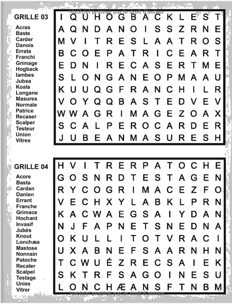 Mots Mêlés Adultes Gros Caractères 200 Grilles 4000 Mots Avec Solutions Grand Format A4 - 112 pages
