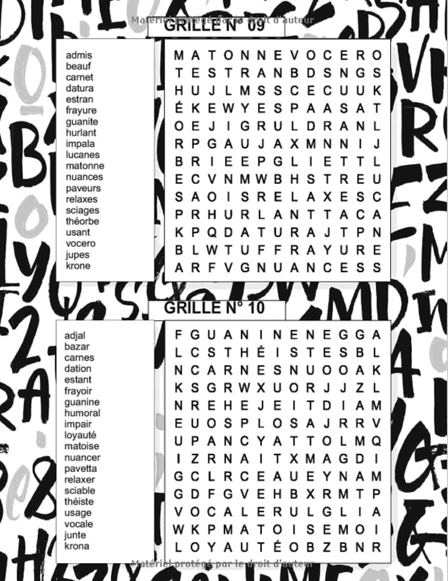 Mots mêles Adultes Gros Caractères 400 Grilles 8000 Mots Avec Solutions Grand Format A4 - 239 pages