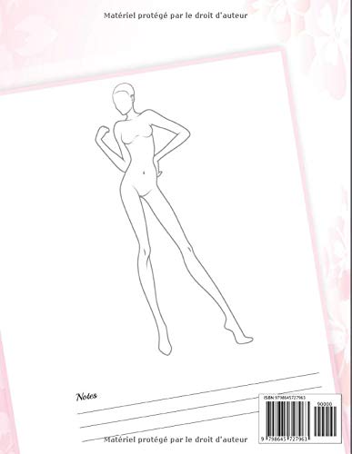 Carnet de croquis pour les stylistes : GRAND FORMAT 50 pages de silhouettes pour dessiner les vêtements - 102 pages Format A4