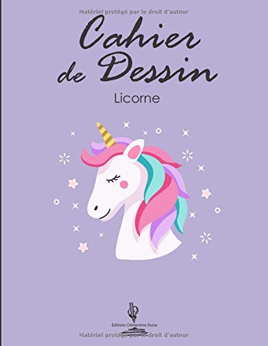 Cahier de dessin licorne - grand cahier de dessin pages blanches pour fille | Carnet de croquis dessin - 101 pages format A4