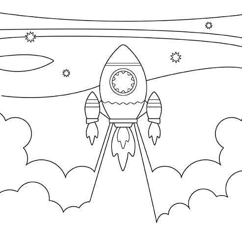 Coloriage de l'Espace pour les enfants : Astronautes, planètes, vaisseaux spatiaux - de 4 à 8 ans - 64 pages Format 21,5 x 21,5 cm