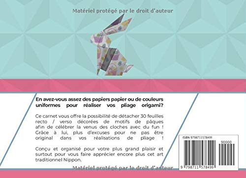 Papier Origami - Motifs de Pâques : Bloc de 30 Feuilles à découper au format 15x15 cm avec des designs en couleurs - 61 pages Format 20 x 15 cm