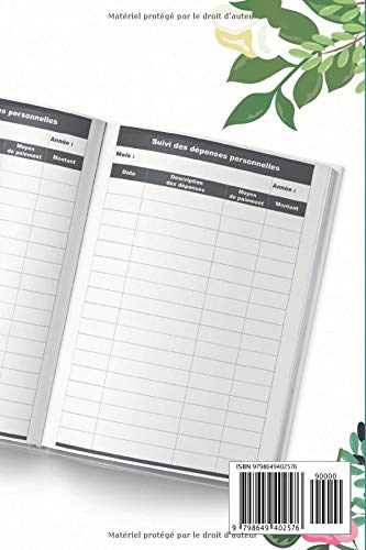 Carnet de compte familial pour gérer son budget hebdomadaire et mensuel - 100 pages Format 15 x 22 cm