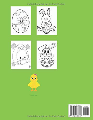 Coloriage de Pâques : Livre de coloriage de Pâques pour les enfants de 2 à 6 ans - 80 pages Format A4