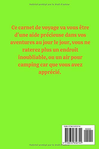 Le carnet de voyage du camping car - 298 pages format 15 x 22 cm