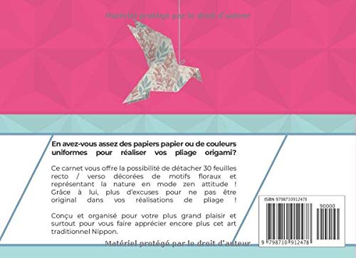 Papier Origami - Motifs Nature : Bloc de 30 Feuilles à découper au format 15x15 cm