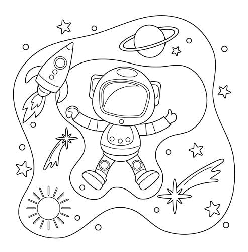 Coloriage de l'Espace pour les enfants : Astronautes, planètes, vaisseaux spatiaux - de 4 à 8 ans - 64 pages Format 21,5 x 21,5 cm