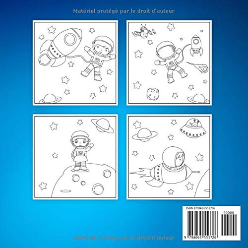 Livre de Coloriage de L'espace Pour Enfants - 30 Pages de Coloriage de Planètes, D'astronautes - 60 pages Format 21,5 x 21,5 cm