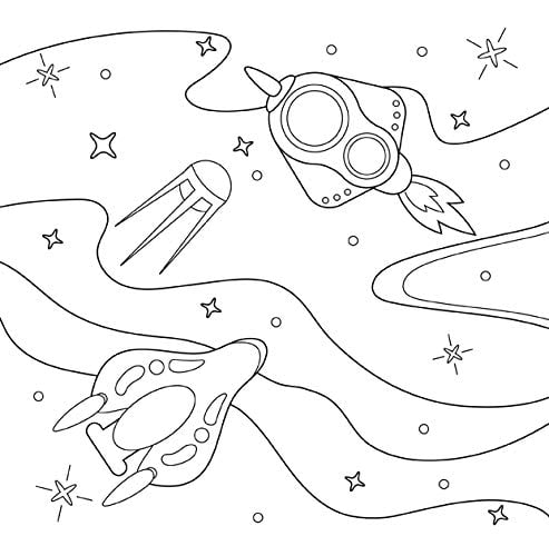 Coloriage de l'Espace pour les enfants : Astronautes, planètes, vaisseaux spatiaux - de 4 à 8 ans - 64 pages Format 21,5 x 21,5 cm