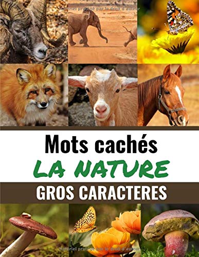Mots Cachés La Nature : Mots mêlés Adultes Gros Caractères (avec Solutions) - Grand format (51 pages, 21,59 x 27,94 cm)