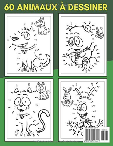 Point Par Point livre pour enfants : 60 Animaux a dessiner puis a colorier - 64 pages Format A4
