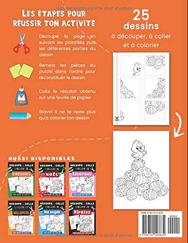 Pâques Découpe Colle et Colorie : Livre de découpage pour enfant de 3 4 5 ans - Cahier d’activités pour les tout petits - 102 pages Format A4