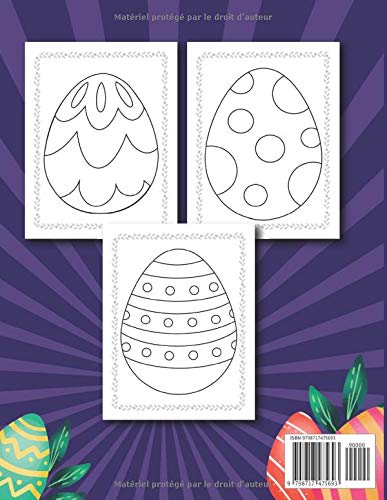 Grand Livre de Coloriage Oeufs de Pâques : 50 Oeufs de Pâques à colorier pour enfants à partir de 2 ans - 113 pages Format A4