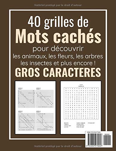 Mots Cachés La Nature : Mots mêlés Adultes Gros Caractères (avec Solutions) - Grand format (51 pages, 21,59 x 27,94 cm)