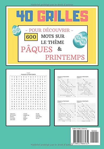 Mots Mêlés Pâques & Printemps - Gros Caractères: Carnet de Mots Cachés - 17,78 x 25,4 - 40 grilles & 600 mots - 52 pages
