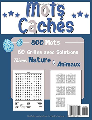Mots Cachés Nature & Animaux pour enfants - Mots Mêlés - Bloc de jeux dès 7 ans - 75 pages Format a4