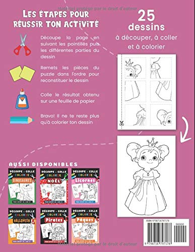 Princesse Découpe Colle et Colorie : Cahier de découpage pour enfant de 3 4 5 ans. Livre d’activités 102 pages - Format A4