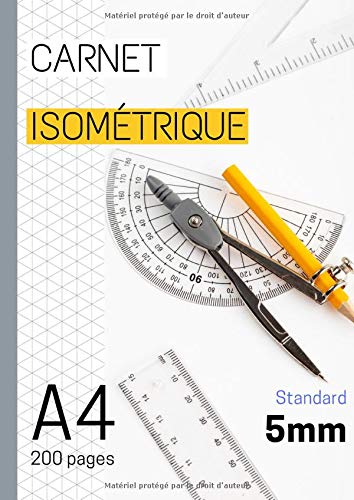 Carnet isométrique: Cahier de pages isométriques pour dessin en perspective - 5 mm - 200 pages FORMAT A4